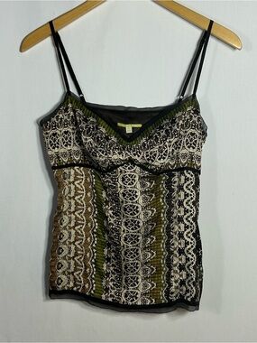 Gianni Bini Silk Cami Tank Top Sz 8 Boho Spaghetti Strap Adjustable Medium